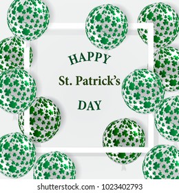 St. Patrick's day greeting card with balloons with clever. Vector stock.