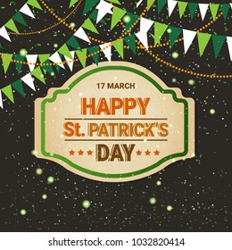 St. Patricks Day Greeting Card Or Decoration Poster Holiday Background Flat Vector Illustration