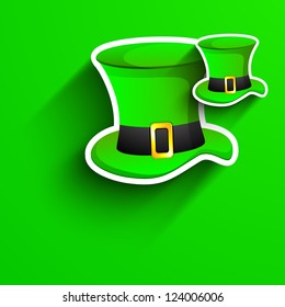 St. Patrick's Day greeting card with Leprechaun Hat on green background. EPS 10.