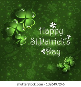 St Patricks Day greeting card background. Vector illustration.