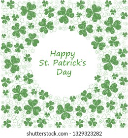 St. Patrick's Day greeting card with clover leaves. Vector illustration. EPS 8.