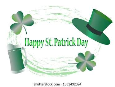 St. Patrick's Day greeting card with happy letters, illustration - vector