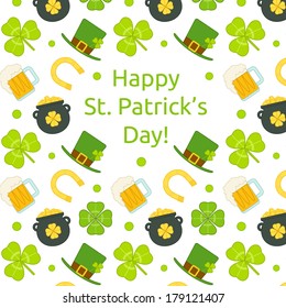 St. Patrick's Day greeting card. Simple flat illustration