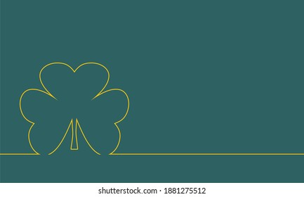 St. Patricks Day greeting card template. Shamrock thin line style silhouette