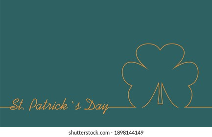 St. Patricks Day greeting card template. Shamrock thin line style silhouette