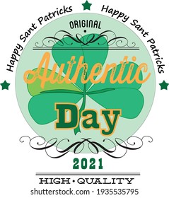 St. Patrick's Day greeting card, vector graphics, calligraphy, clover leaf