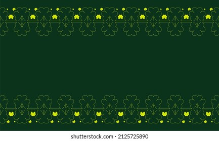 St. Patricks Day greeting card template. Border from shamrock silhouettes