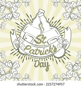 st patricks day greeting card beer bottles vector