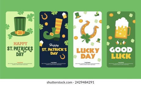 St. Patrick's Day Greeting Card Set. Brochure, Poster, Banner Collections. Vector Illustration. 