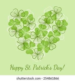 St. Patrick's day greeting card with three leaf clover