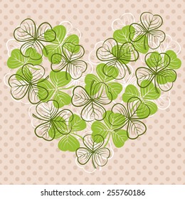 St. Patrick's day greeting card with three leaf clover
