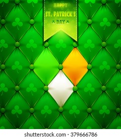 St. Patrick's Day greeting card with green leather.
