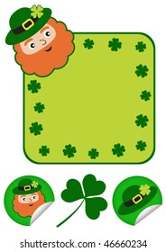 St. Patrick's Day greeting card with leprechaun and design elements