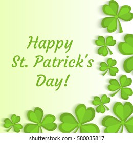 St. Patrick's Day greeting card, invitation, poster, flyer. Template for your design with clover, shamrock. Vector illustration