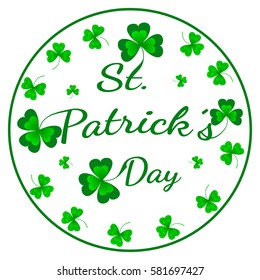 St. Patrick's Day greeting card. Vector illustration with clover on white