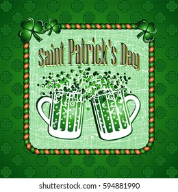 St Patricks Day greeting card background. Vector illustration.