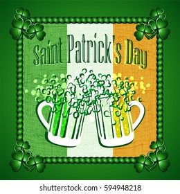 St Patricks Day greeting card background. Vector illustration.