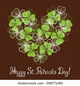 St. Patrick's day greeting card with three leaf clover