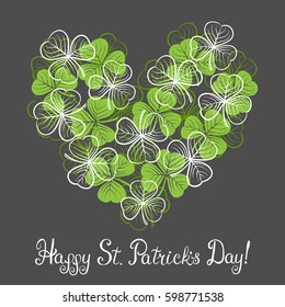 St. Patrick's day greeting card with three leaf clover