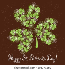 St. Patrick's day greeting card with three leaf clover
