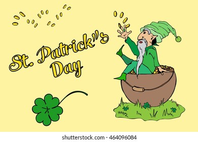 St. Patrick's Day greeting. Hand drawn vector stock illustration.