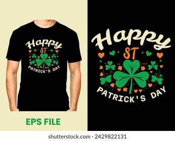 Saludo del Día de San Patricio en una camiseta. Leprechaun hipster y una inscripción Feliz Día de San Patricio. Ilustración de vector