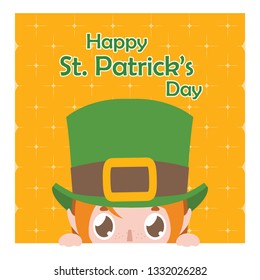 St. Patrick's Day greeting with a peeking leprechaun