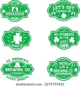 St. Patrick's Day greeting Vector illustration, Lucky Saint Patrick holiday quotes bundle SVG design