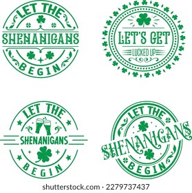 St. Patrick's Day greeting Vector illustration, Lucky Saint Patrick holiday quotes bundle SVG design