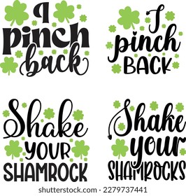 St. Patrick's Day greeting Vector illustration, Lucky Saint Patrick holiday quotes bundle SVG design