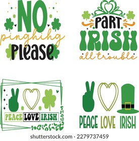 St. Patrick's Day greeting Vector illustration, Lucky Saint Patrick holiday quotes bundle SVG design
