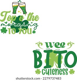 St. Patrick's Day greeting Vector illustration, Lucky Saint Patrick holiday quotes bundle SVG design