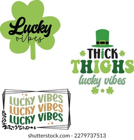 St. Patrick's Day greeting Vector illustration, Lucky Saint Patrick holiday quotes bundle SVG design