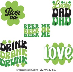 St. Patrick's Day Gruß Vektorgrafik, Lucky Saint Patrick Urlaub Angebote Paket SVG Design