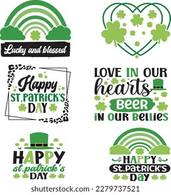 St. Patrick's Day Gruß Vektorgrafik, Lucky Saint Patrick Urlaub Angebote Paket SVG Design