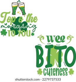 St. Patrick's Day greeting Vector illustration, Lucky Saint Patrick holiday quotes bundle SVG design