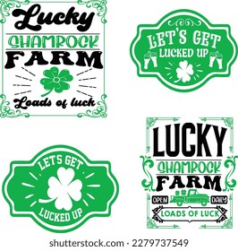 St. Patrick's Day greeting Vector illustration, Lucky Saint Patrick holiday quotes bundle SVG design