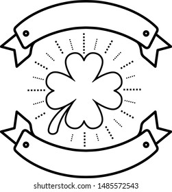 St. Patrick's Day Greetings Emblem: Ribbons, Sunshine and Clover icon in outline style