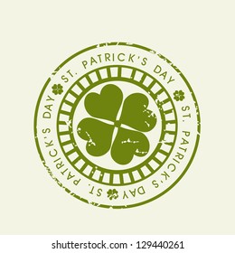 St. Patrick's Day graue Gummistempel mit Shamrock-Blatt. EPS10