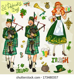 St. Patrick's Day - hand drawn clip art collection - part 1. Doodles, isolated