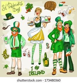 St. Patrick's Day - hand drawn clip art collection - part 3. Doodles, isolated