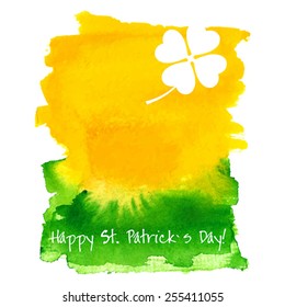 St. Patrick's Day Hand Made Watercolor Background or Card.