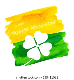 St. Patrick's Day Hand Made Watercolor Background or Card.