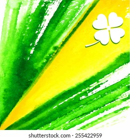 St. Patrick's Day Hand Made Watercolor Background or Card.