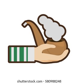 st patricks day hand tobacco pipe smoke vector illustration eps 10