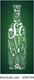 St. Patrick's Day hand written lettering beer bottle poster. Stock vector