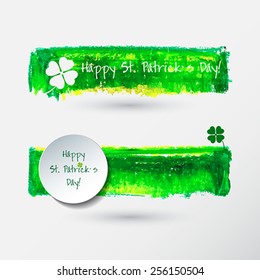 St. Patrick`s Day Handmade Watercolor Banner set.