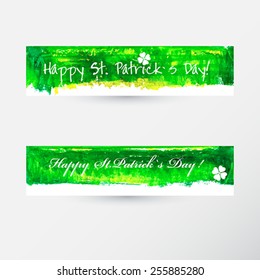 St. Patrick`s Day Handmade Watercolot Banner set.