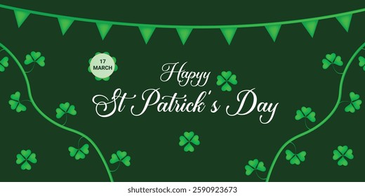 St Patrick's Day happy Irish holiday vector illustration. Saint Patrick's Day, vector web banner design. Happy Saint Patrick's day banner.