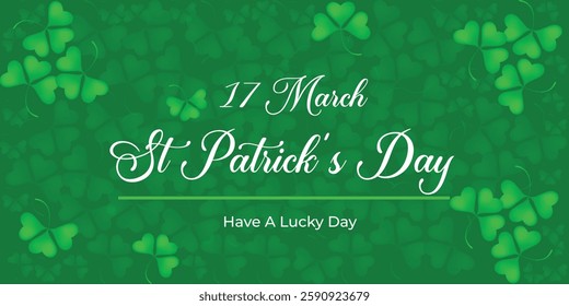 St Patrick's Day happy Irish holiday vector illustration. Saint Patrick's Day, vector web banner design. Happy Saint Patrick's day banner.